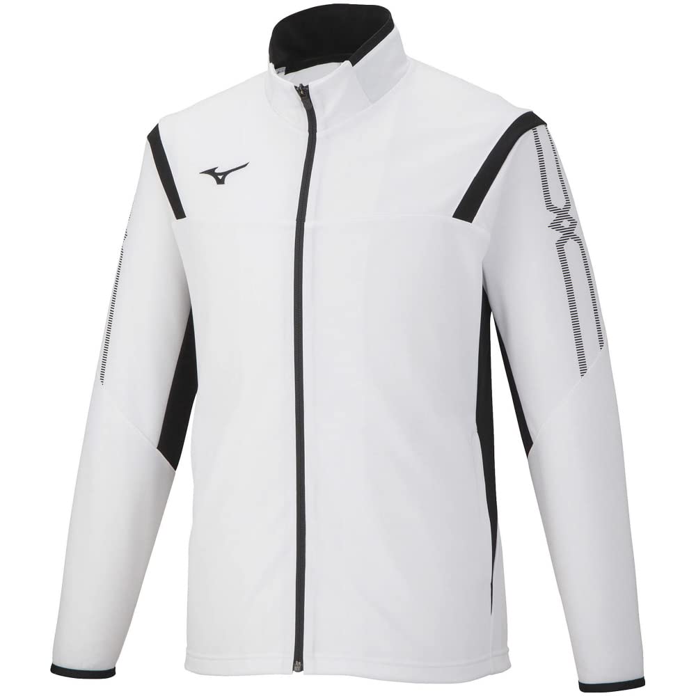 

Mizuno MC Line Standard Size M Warm-Up Jacket, Sweat-Wicking, Quick-Drying, Fit, White/Black, (32MC2110)