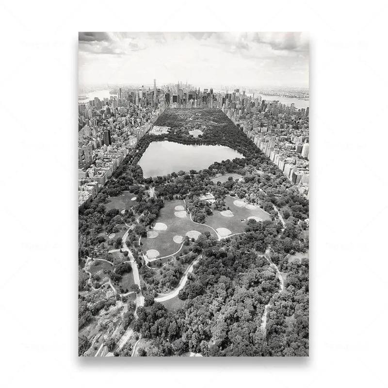 Modern Retro Black White New York City Map Wall Art HD Canvas Print for Living Room Bedroom Decor Stylish Urban Landscape Pos