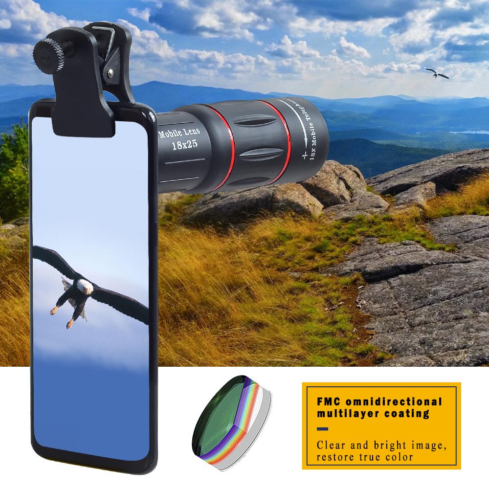 Telescope Telephoto Lens 18X Zoom lens with Tripod Monocular Mobile Phone camera Lens for Hunting Scope Sports Outdoor Camping