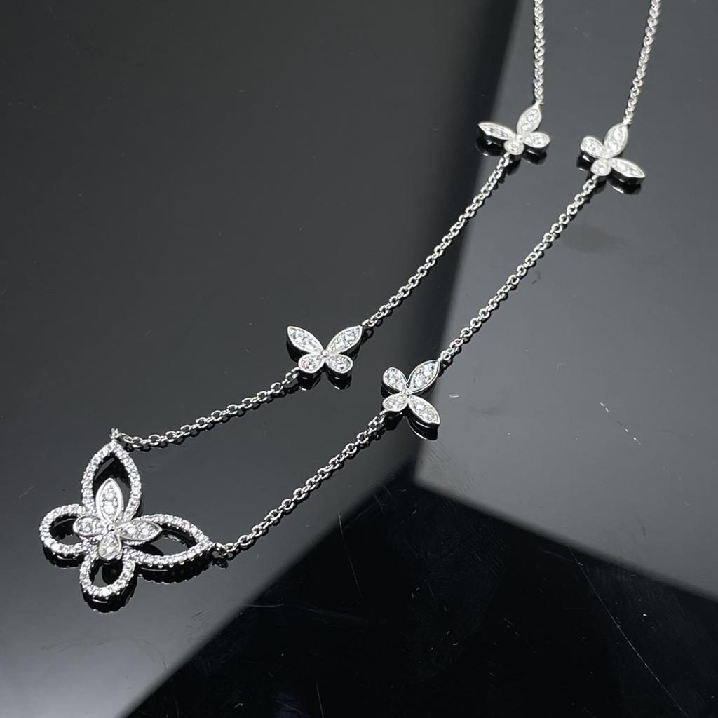 Pendientes clásicos de mariposa chapados en oro de plata 925, pulsera de mariposa, collar de mariposa.