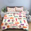 Cute Colorful Cartoon Cats Pattern Bedding Duvet Cover Set Duvet Cover Pillowcases  (1*Duvet Cover 2*Pillowcases, without duvet insert)