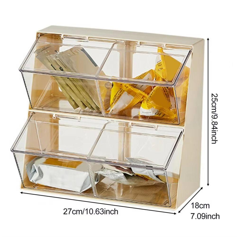 Dustproof Tea Bag Storage Box Large Capacity Coffee Pod Holder Durable Desktop Storage Box  Bar