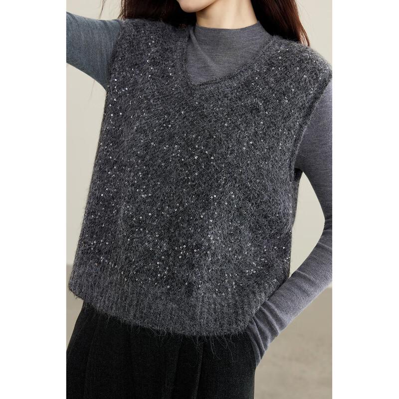 

Женский жилет Shangdou Bila с V-образным вырезом, из смесовой шерсти One Size