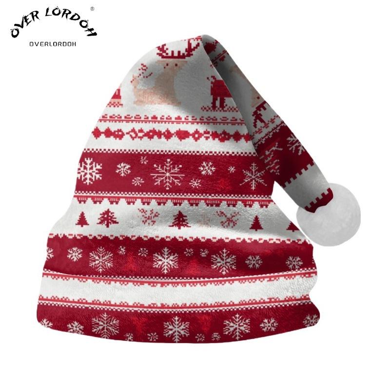 2024 Czapka Mikołaja z dwustronnego polaru z dodatkowym aksamitem dla dorosłych i dzieci z nadrukiem na zamówienie