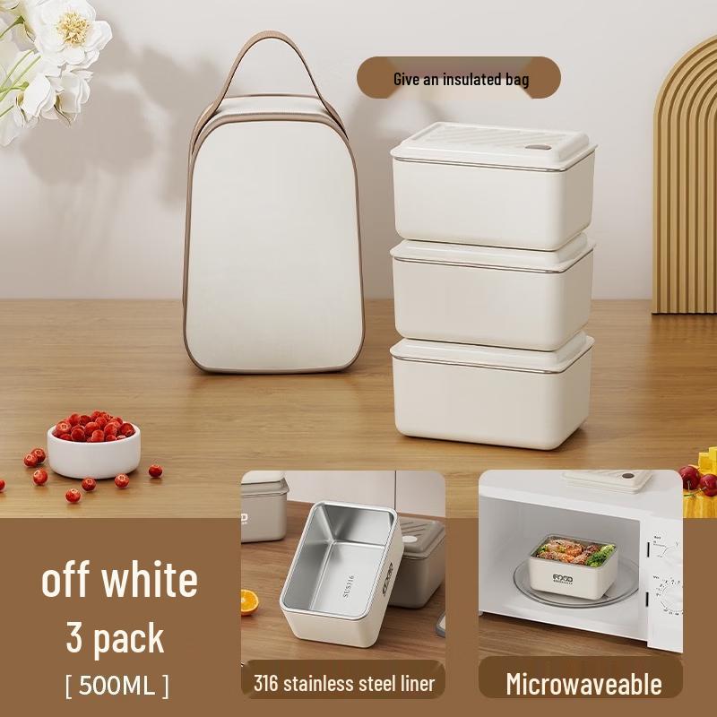 Ru Han Square 3-Layer 316L Stainless Steel Insulated Lunch Box Set