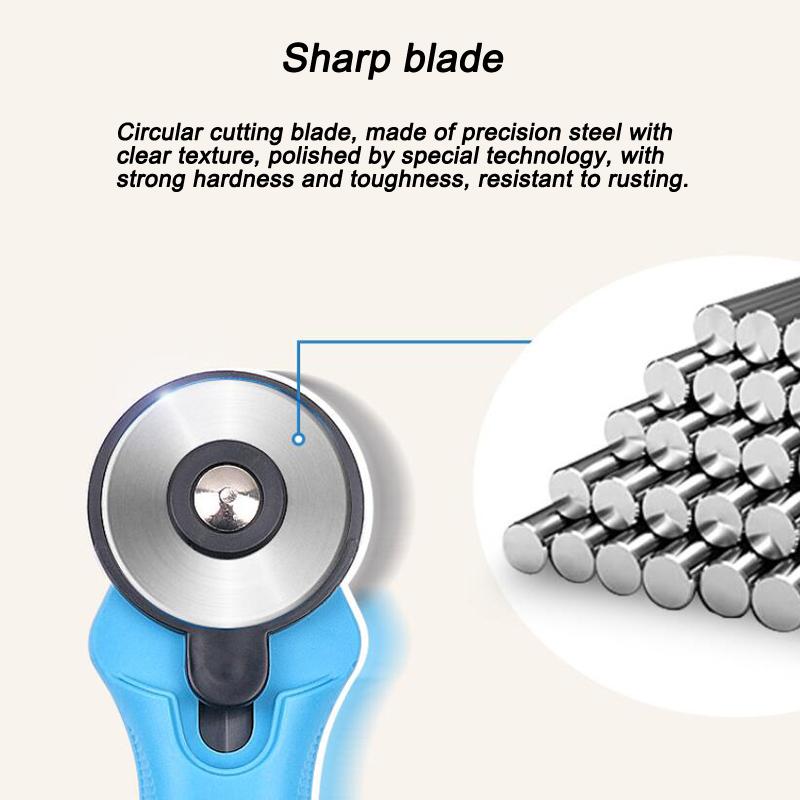 45mm Roller Paper Cutter Circular Blade for Cutting Fabric, Leather, Paper, Ring Edge, Handheld Cloth Cutting Wheel Knife