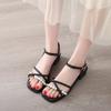 Fashion CRLAYDK Fashion Women's Low Square Open Toe Heeled Sandals Strappy Dressy Ankle Strap Summer Casual Party Rhinestone Shoes