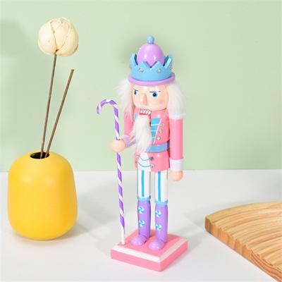 Yousheng 25CM Christmas Wooden Nutcracker Figurine Cartoon Soldier Figure Statue Sculpture Festival Holiday Party Ornament Decoration