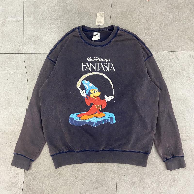 SAINT Retro Distressed Fleece Pullover Sweatshirt