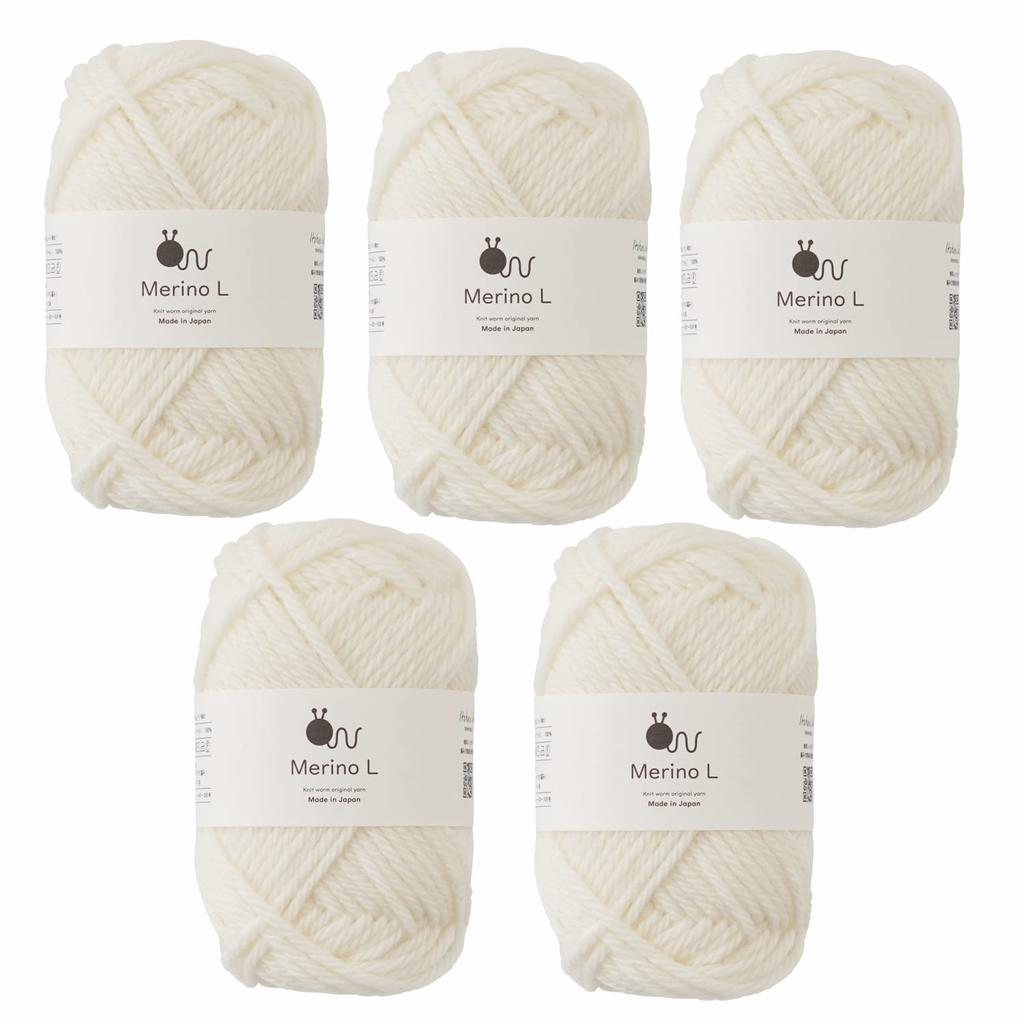 Knitworm Merino 5 Extra 40g Made in Natural 101 Yarn, Balls, Thick, Large, (Approx. 56m), Japan, Color,