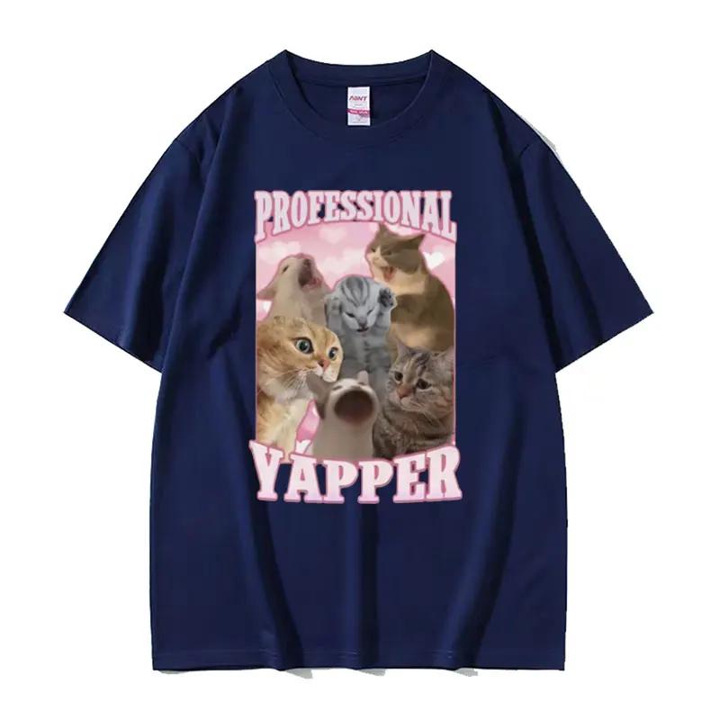 2026 Professional Yapper Funny Tshirt Cute Kawaii Screaming Cat Meme Graphic T-shirt Men Women Short Sleeve T Shirt Tops Summer