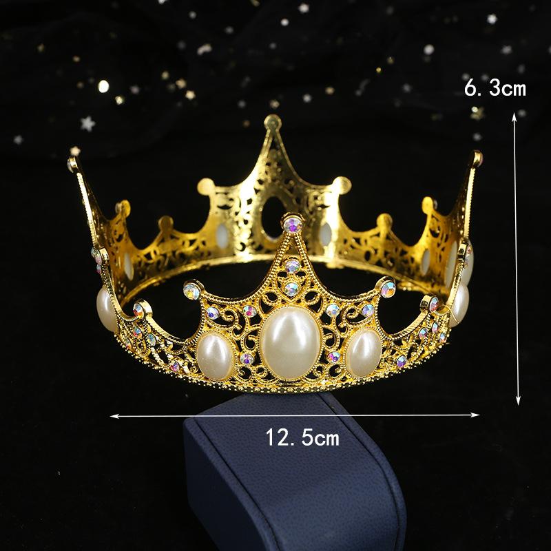 Sedmidílná ozdoba na pečení dortu kulatá korunka dárek k Valentýnu čelenka svatební šperky dětská korunka do vlasů drahokamy perly