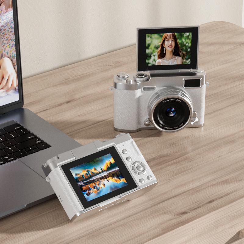 Retro HD Flip Screen CCD Camera with 180° Rotating Display - Student Portable Selfie Beauty