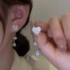 Schleifen-Herz-Quastenohrringe für Damen Elegante Zirkon-Tropfenohrringe Piercing-Accessoires Schmuck