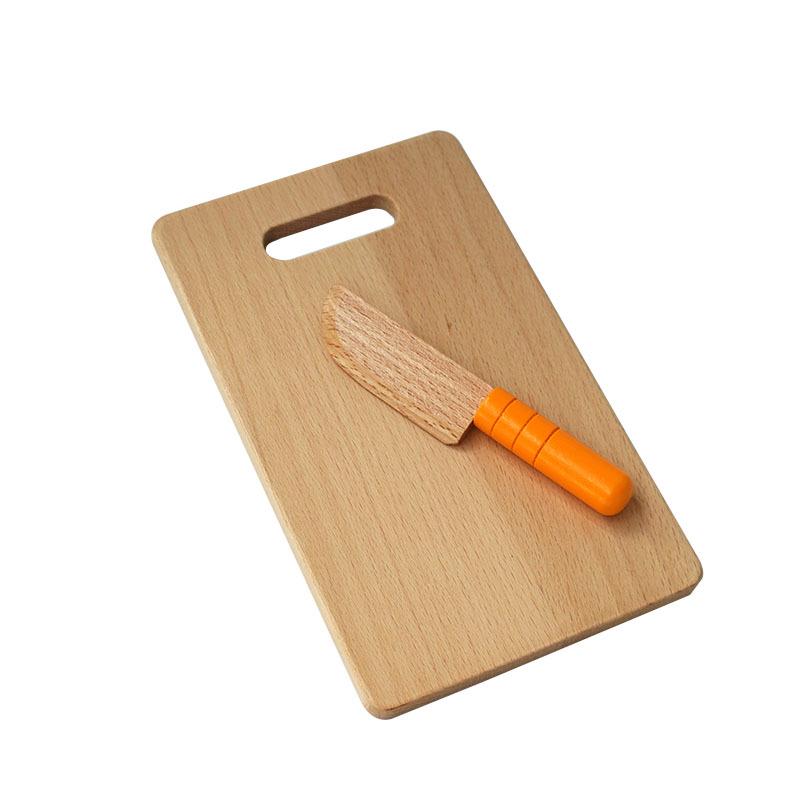Solid Wood Kids' Kitchen Pretend Play Set - Cutting Board & Knife Toy