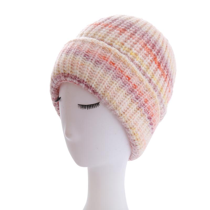 Women's Gradient Knit Wool Beanie - Autumn/Winter Warm Ear Protection, Stylish and Versatile for European and American Fashion