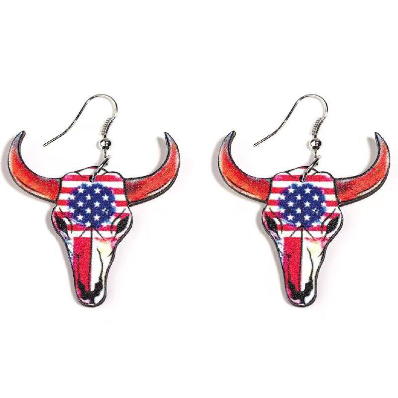 Women's Creative Fun Wooden Dangle Earrings, Cartoon Dog Cow Chicken Pattern, Unique Casual Daily Wear Jewelry