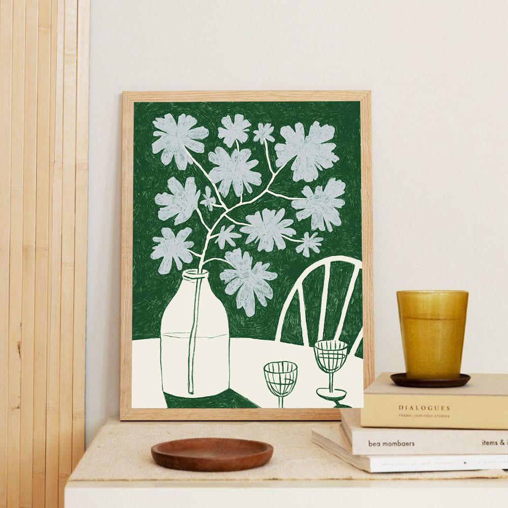 Flower Red Wine Posters and Prints Sharing Cake Wall Art Pictures That's the Tea Quotes Canvas Painting for Kitchen Home Decor