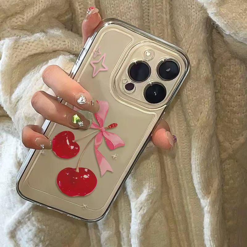 Cute Cherry Soft Shell Phone Case for iPhone 17 Pro Max/16/15 Pro/17 Air/13