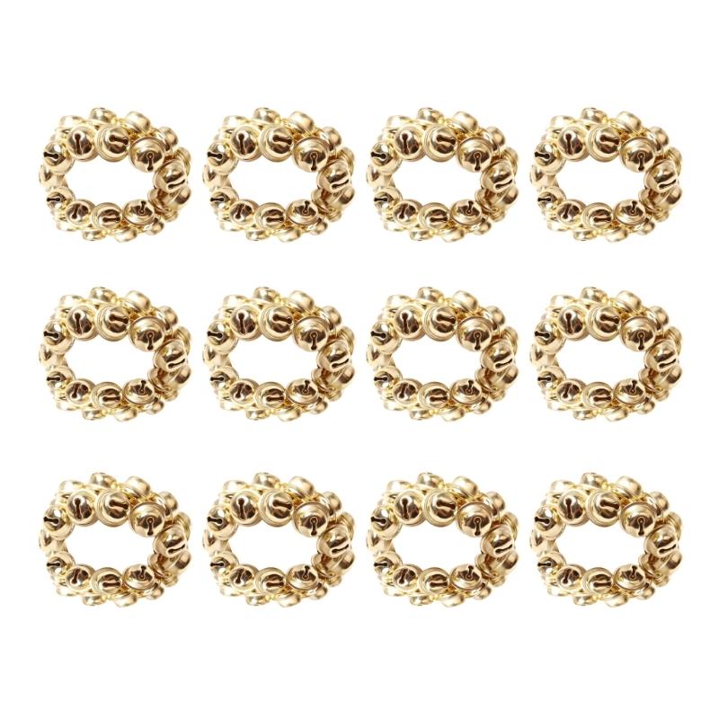 Набор из 12 элегантных держателей для салфеток, цветные рождественские колокольчики, кольца для салфеток для сезонных ужинов, украшение стола