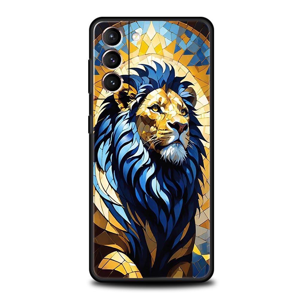 Cross Pattern Bicolor Lion Phone Case for Samsung Galaxy S26 S25 S24 S23 S22 S20 S21 FE Ultra S25Edge Plus 5G Soft TPU Cover Bag