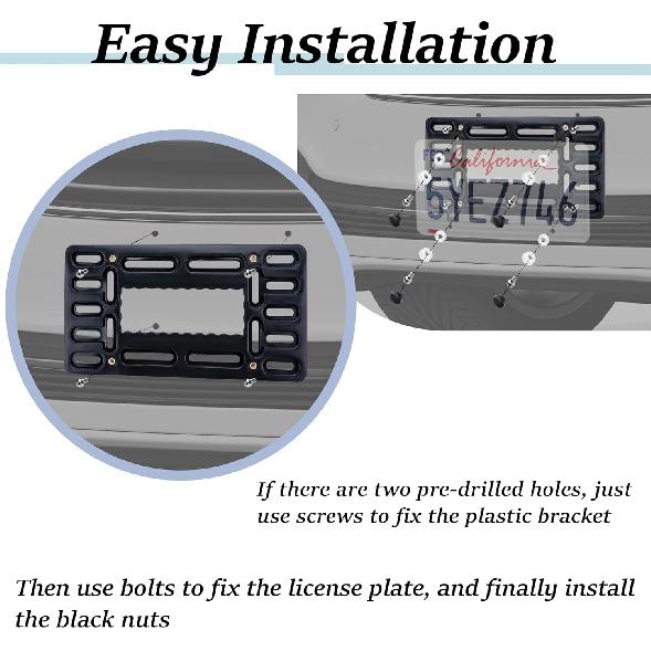 License Plate Bracket Holder, Front License Plate Bracket, No Drill Front Plate Mount, Licenses Plates Brackets Bumper, Car Frame Mount Adapter With