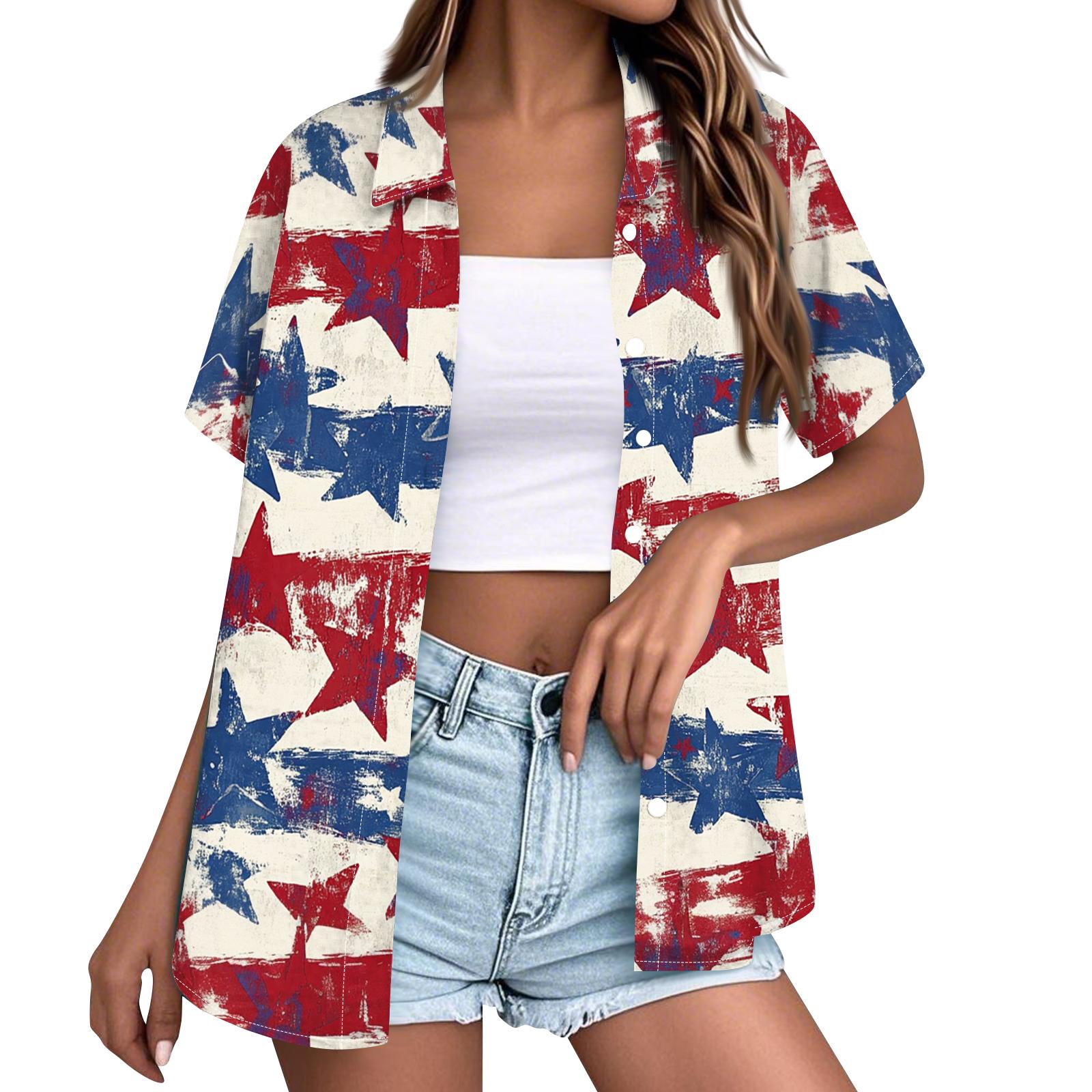 

Women s Fashion Casual Short Sleeve Button Lapel Shirt Tops XL білий