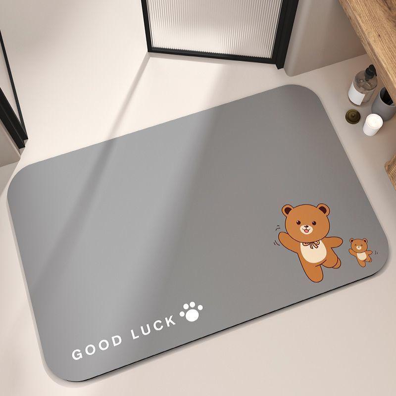 Diatom Mud Washable Bathroom Mat - Non-Slip, Water-Absorbent Cartoon Design for Sink, Toilet & Doorway