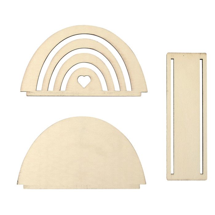 Porte-courrier arc en ciel en bois 14 x 8 cm 3 pièces