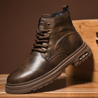 Martin Boots Men's Autumn High-top Breathable Casual Shoes Trendy Versatile Retro Leather Shoes Tooling Short Boots Men