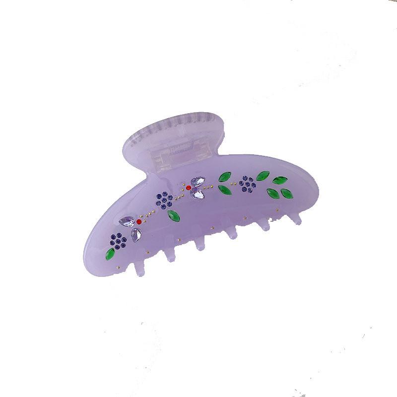 Chic Korean Inspired Large Hair Clip Featuring Jelly Blue Color And Leaf Accents For Women