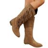 Large Size Cowboy Merry Su Knight Boots Autumn and Winter New Medium Heel But Knee Women's Boots