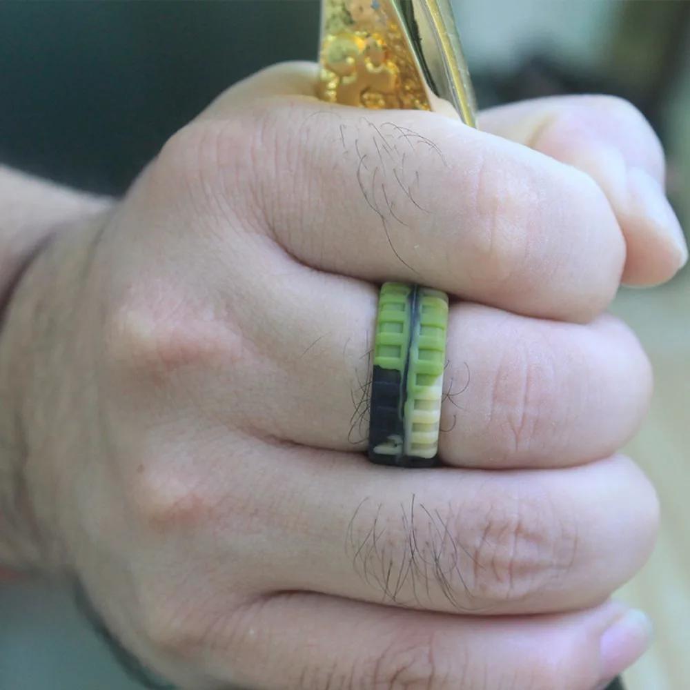 Men'S Breathable Silicone Ring with Tire Pattern - Casual Style, Single Piece