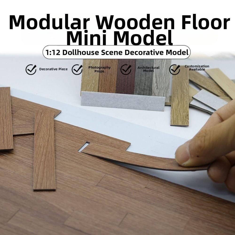 10pcs PVC Wooden Flooring Mini Furniture Wall Floor Decor Dollhouse Floor Tiles  Fit 1:12 Dollhouse