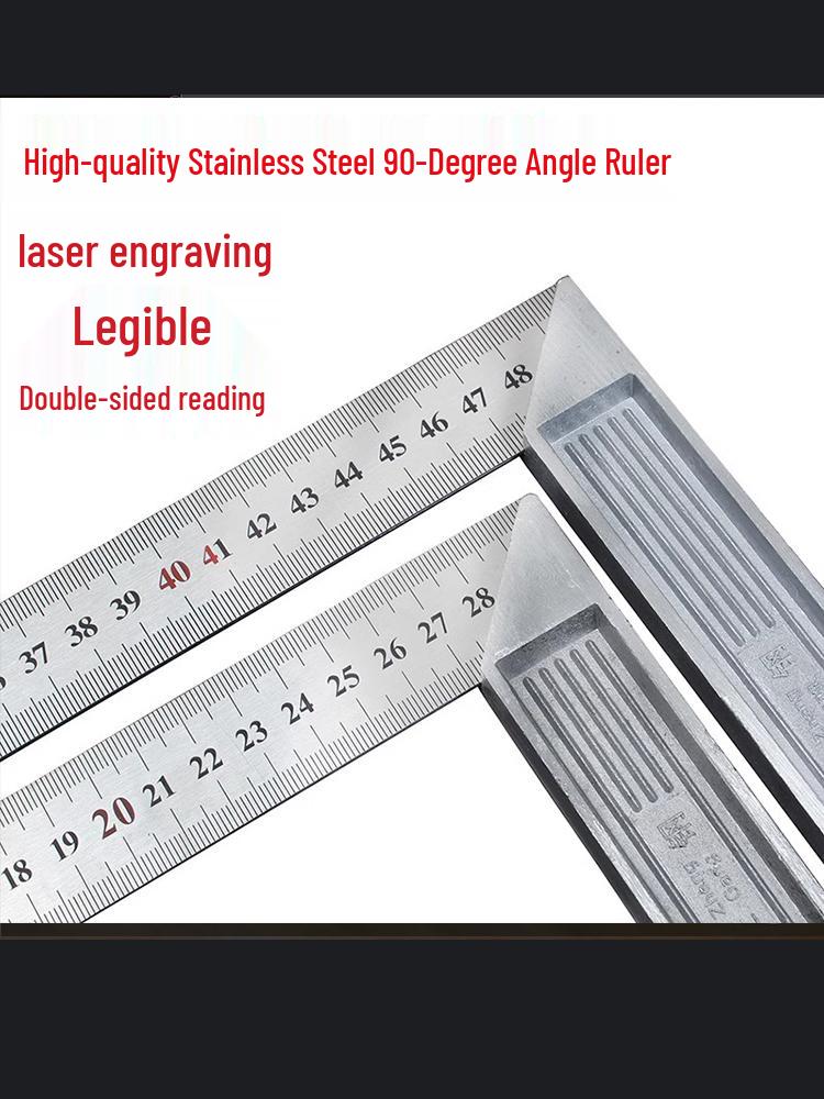 Thickened Stainless Steel 90° L-Shaped Corner Ruler for Woodworking