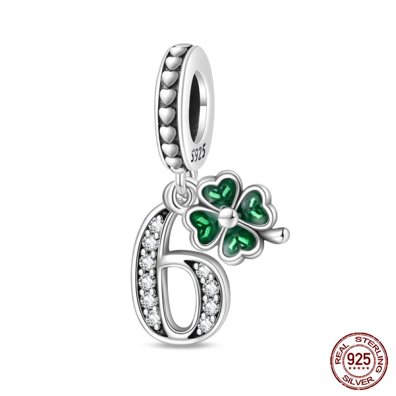 100% Copper Four Leaf Clover Lucky Numbers Soccer Charms Pendants Fit Qikaola Original Bracelets Fine Diy Jewelry
