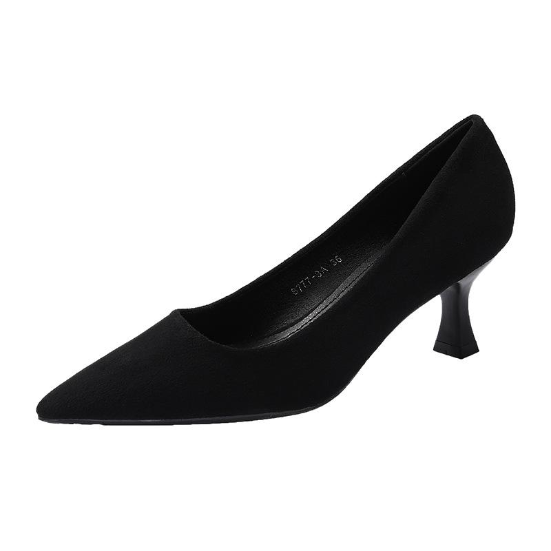 Fashion Elegant Ladies Flock Pumps Pointed Toe Brief High Heels OL Shoes Thin Heel Tacones De Mujer Shallow Mouth Chaussures Femme 2025