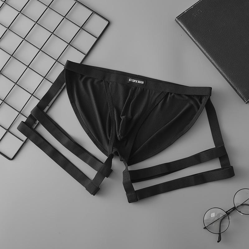 GTOPX MAN Men's Strappy Low-Waist Triangle Briefs with U-Convex Pouch - Sexy, Sweat-Absorbent Tie-Up Underwear.