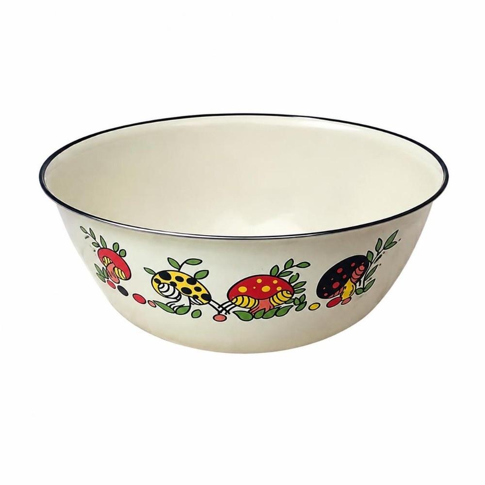 with Lid Enamel Mixing Bowl Chinese Rose Print Instant Noodle Bowl Vintage Enamel Bowl Camping