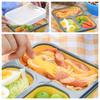 1350ml Foldable Lunch Box with Spork Large Capacity 3 Grids Food Storage Container  Student