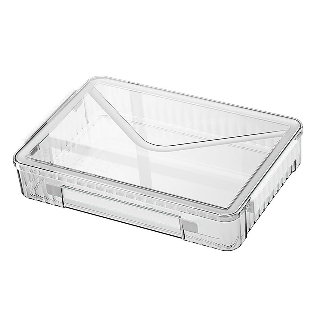 Certificate Storage Box Large Capacity Transparent Portable Scrapbook Paper Storage Case with Handle for Document File