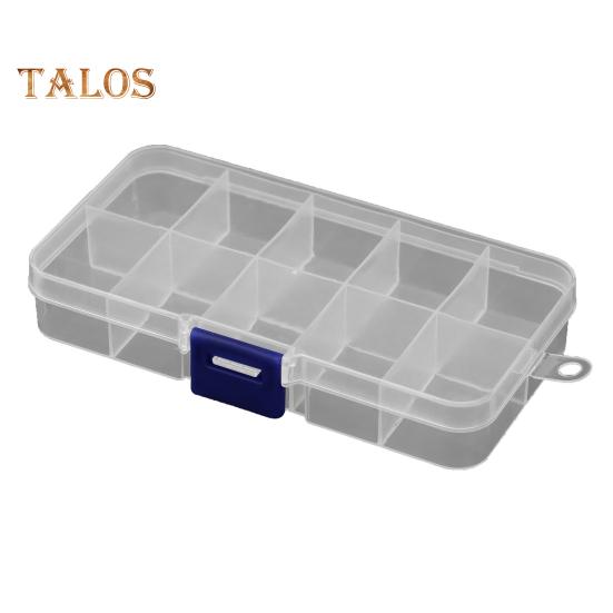 

Ящик для хранения рыболовных принадлежностей, органайзер для приманок и приманок с 10 отделениями, вместительный, ударопрочный, прозрачный футляр для хранения синий