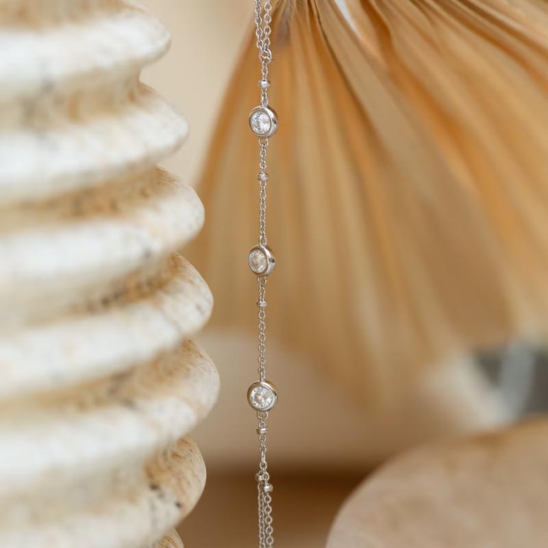 Dainty Trendy Zircon Chain Bracelets for Women Classic Gold Silver Color Adjustable Bracelet Ring Daily Wear Charm Jewelry Gifts