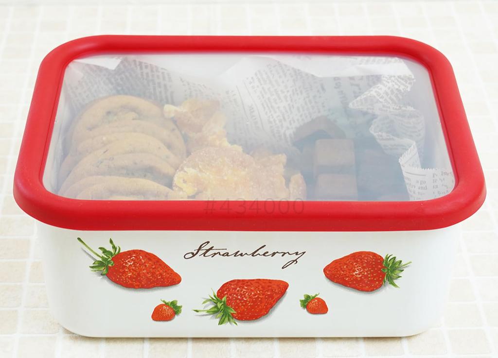 Fuji Enamel Strawberry Deep Rectangular Container, Large, 1.95L, STB-DL