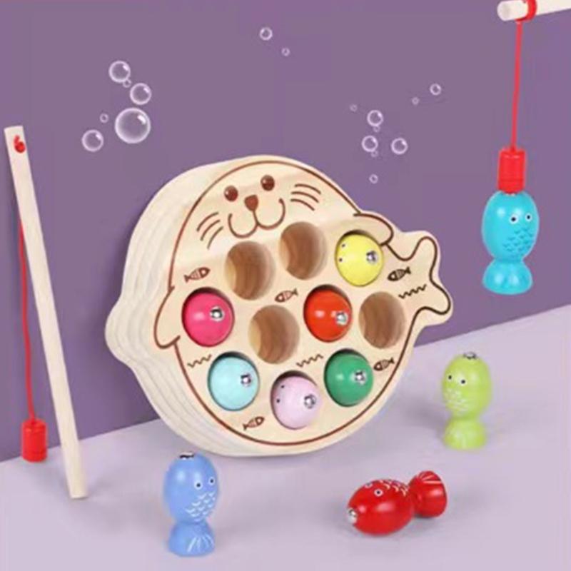 Magnetisches Angelspielzeug für Kinder Holz-Puzzle-Brettspielspielzeug Lernspielzeug Eltern-Kind-Handgeschicklichkeits-Aktivitätsspielzeug