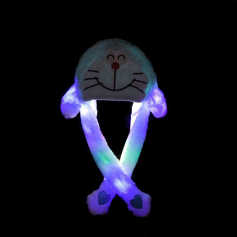 Rabbit Cartoon Womens Hat Winter Plush Moving Bunny Ears Shine Earflaps Movable