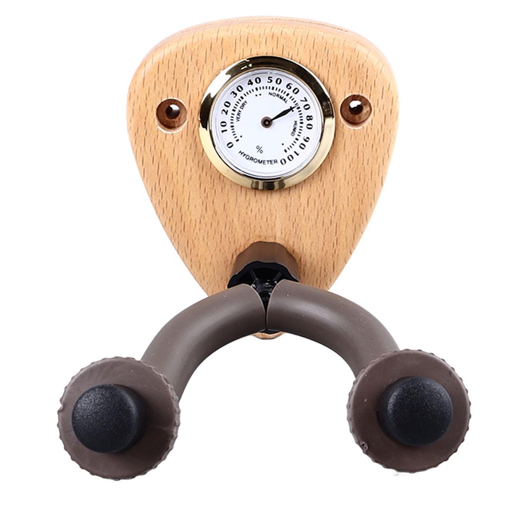 Wandmontierter Gitarrenhalter mit Hygrometer Holz Rutschfest Multifunktionaler Gitarrenhaken für Violine Mandoline Bass Leicht