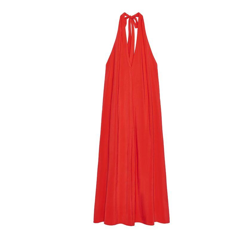 

Summer New Product Women s Clothes French Style Design Bowknot Decoration Hanging Collar Midi Skirt Long Dress 8039116 Red XS