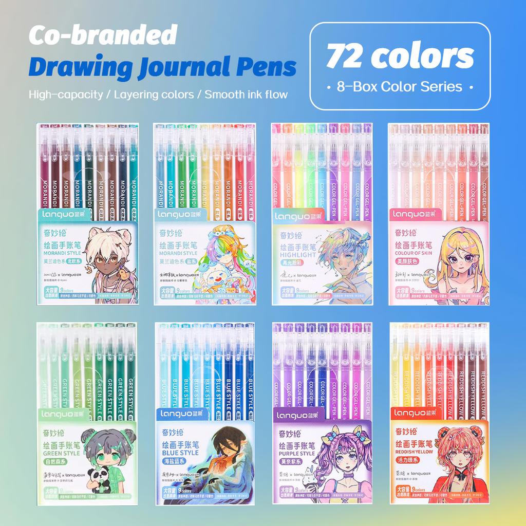 6/9pcs Set Languo Morandi Gel Pens 0.5mm Kawaii Pastel Set for Students Diary Scrapbook Painting & Drawing Pen School Supplies