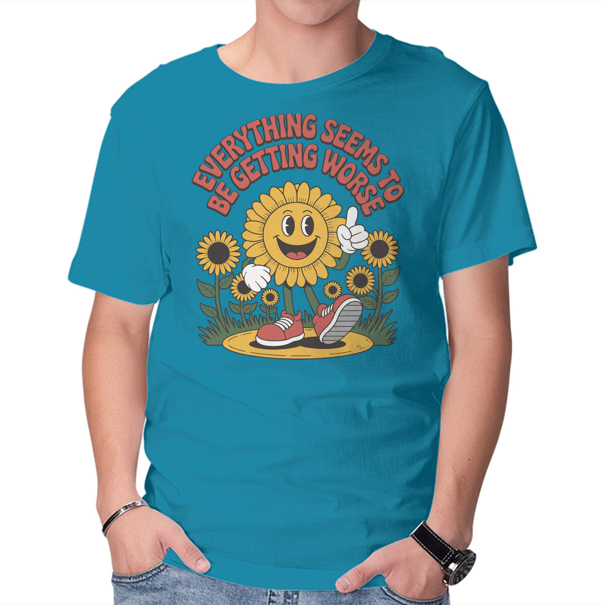 Unisex Crew Neck T-Shirt Everything Seems To Be Getting Worse Graphic Short Sleeve Casual Tee XS